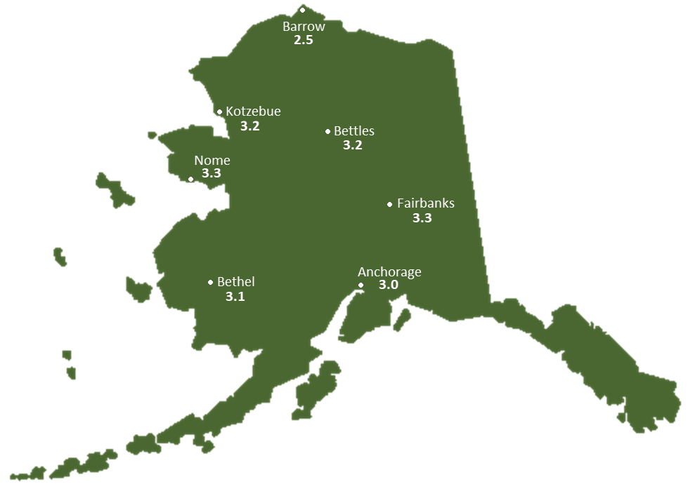 Alaska Sun Light Hours Map