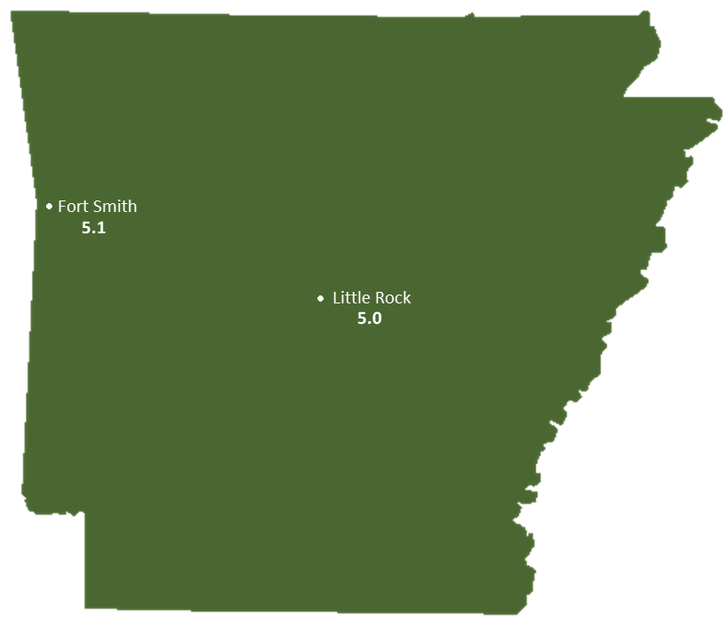 Arkansas Sun Light Hours Map