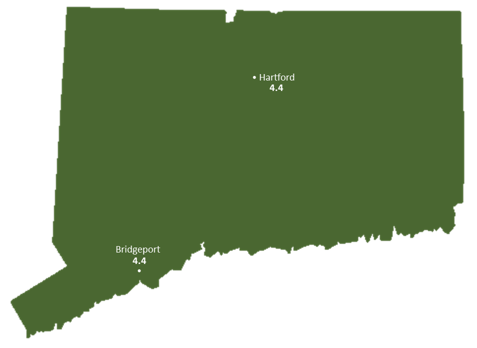 Connecticut Sun Light Hours Map