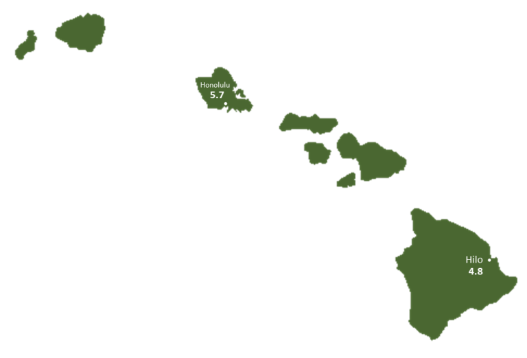 Hawaii Sun Light Hours Map