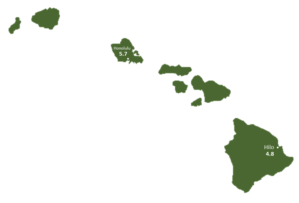 Hawaii Sun Light Hours Map