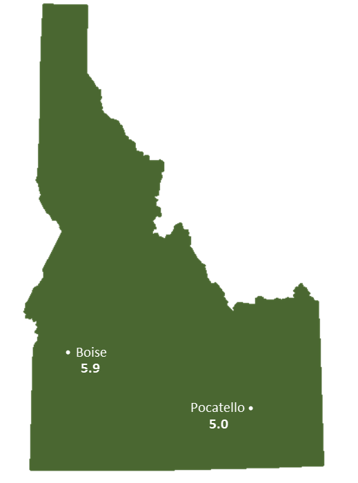 Idaho Sun Light Hours Map