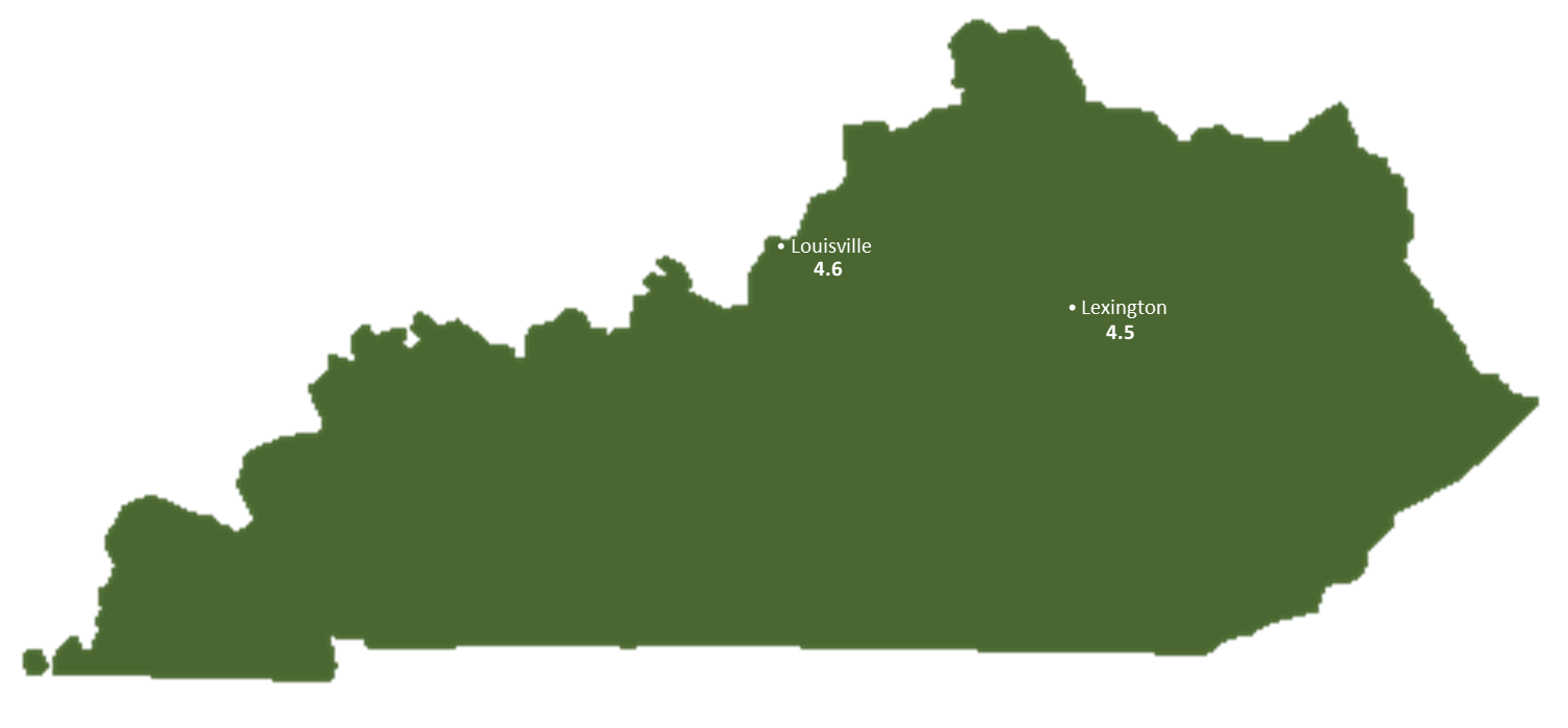 Kentucky Sun Light Hours Map