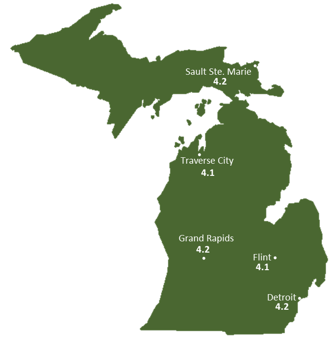 Michigan Sun Light Hours Map