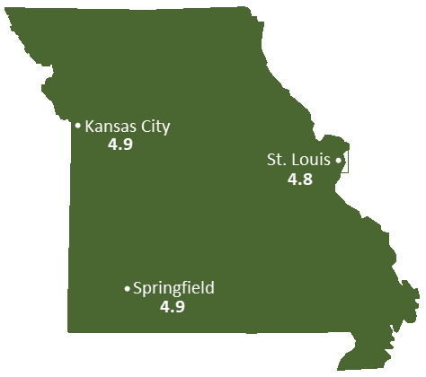 Missouri Sun Light Hours Map