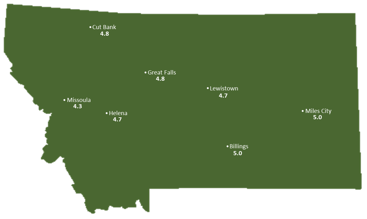 Montana Sun Light Hours Map