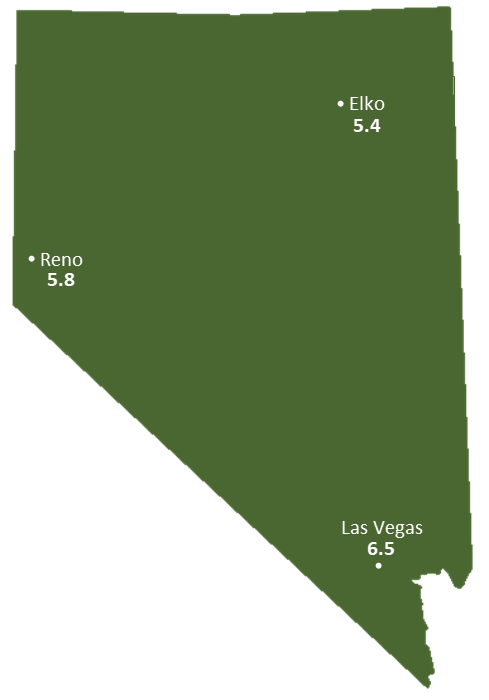 Nevada Sun Light Hours Map