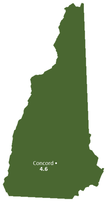 New Hampshire Sun Light Hours Map