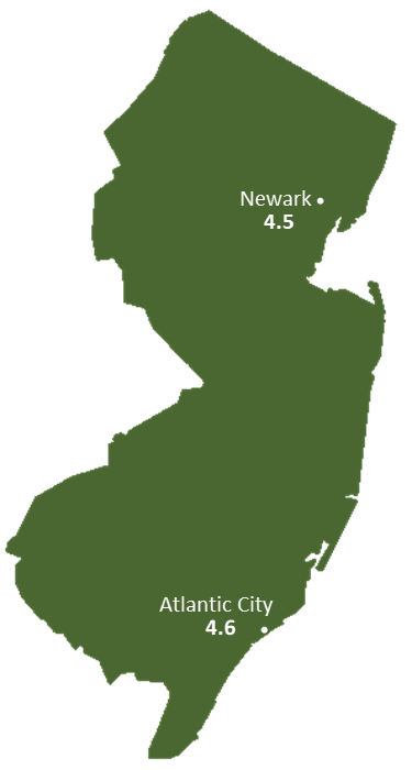 New Jersey Sun Light Hours Map