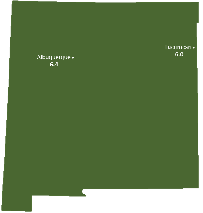 New Mexico Sun Light Hours Map