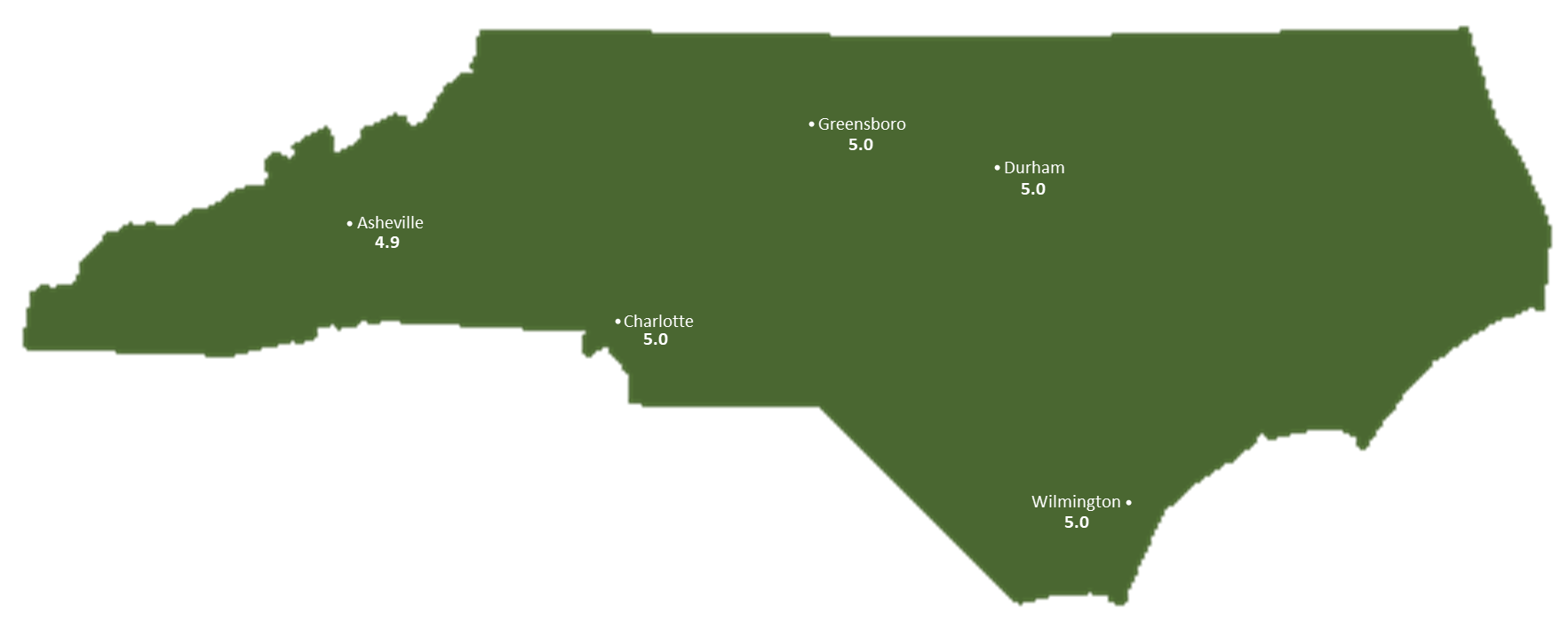 North Carolina Sun Light Hours Map