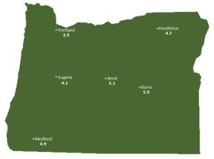 Oregon Sun Light Hours Map