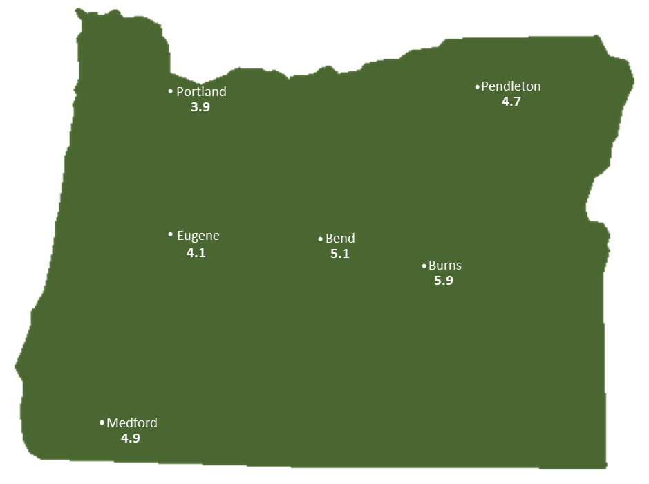 Oregon Sun Light Hours Map