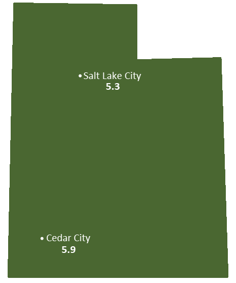 Utah Sun Light Hours Map