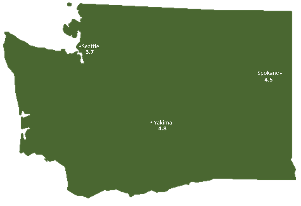 Washington Sun Light Hours Map