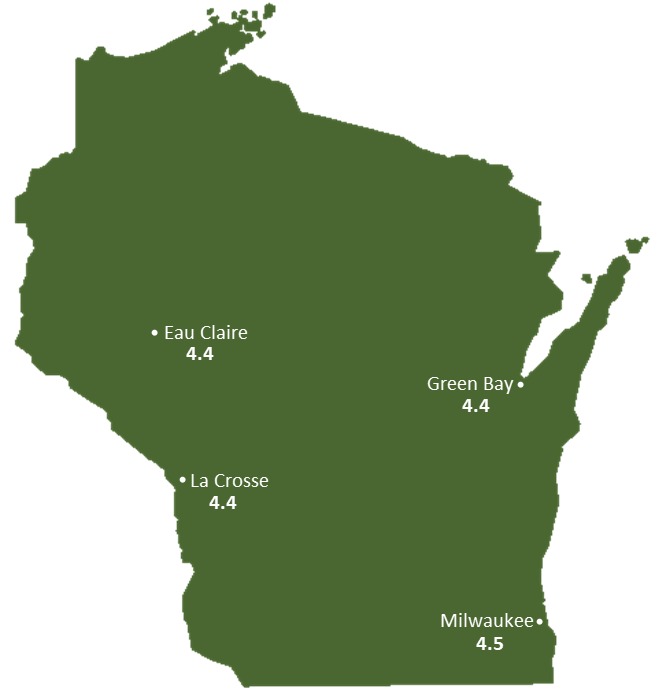 Wisconsin Sun Light Hours Map